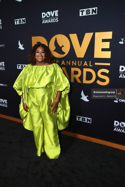 Naomi Raine arrives at the 57th Annual Dove Awards Red Carpet.
